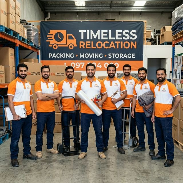 Timeless Relocation team preparing for a professional move in Dubai